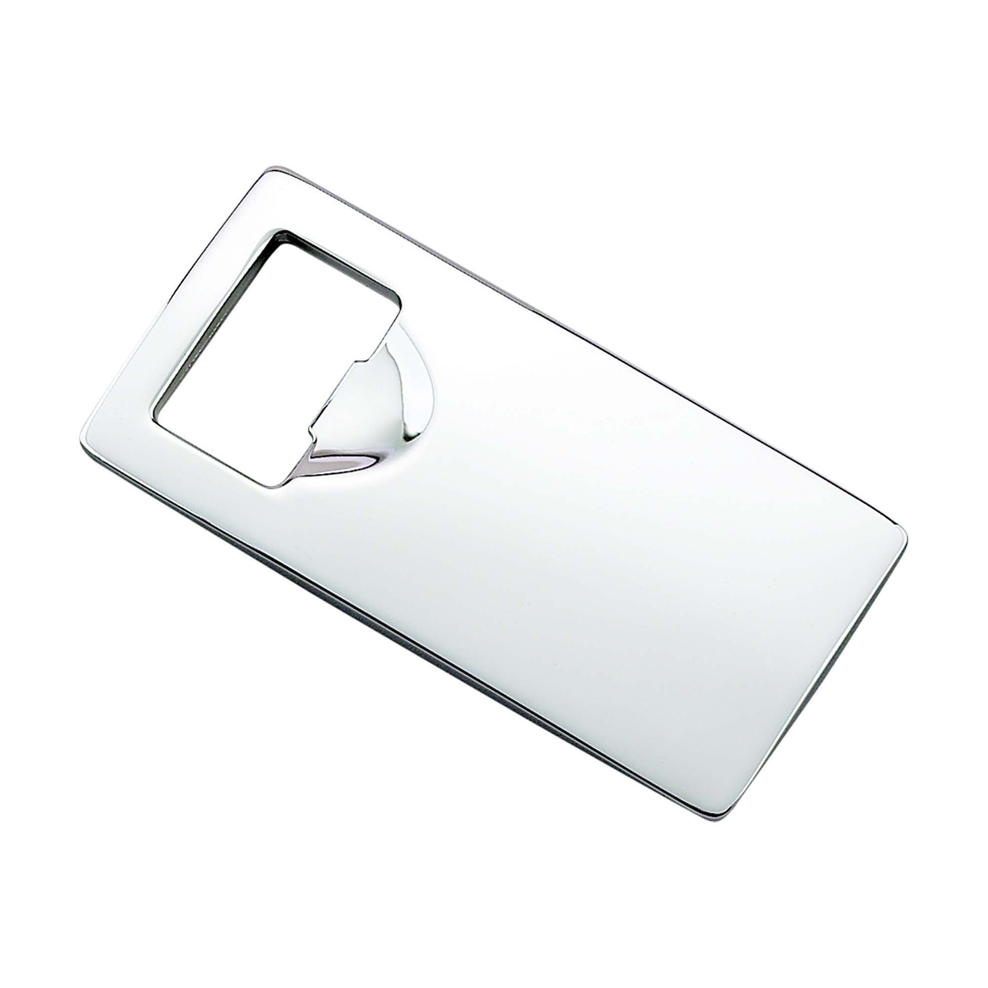 002974 4 In. Rectangle Bottle Opener, Nickel Plated - Silver