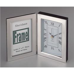 003276 3 X 5 In. Silver Plated Silhouette Hinged Clock & Frame