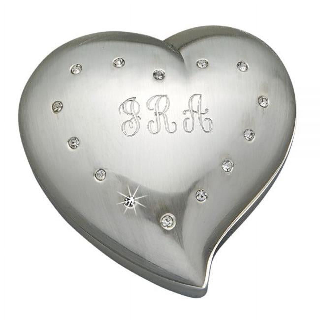 003906 Free Form Brushed Heart Box With Crystals