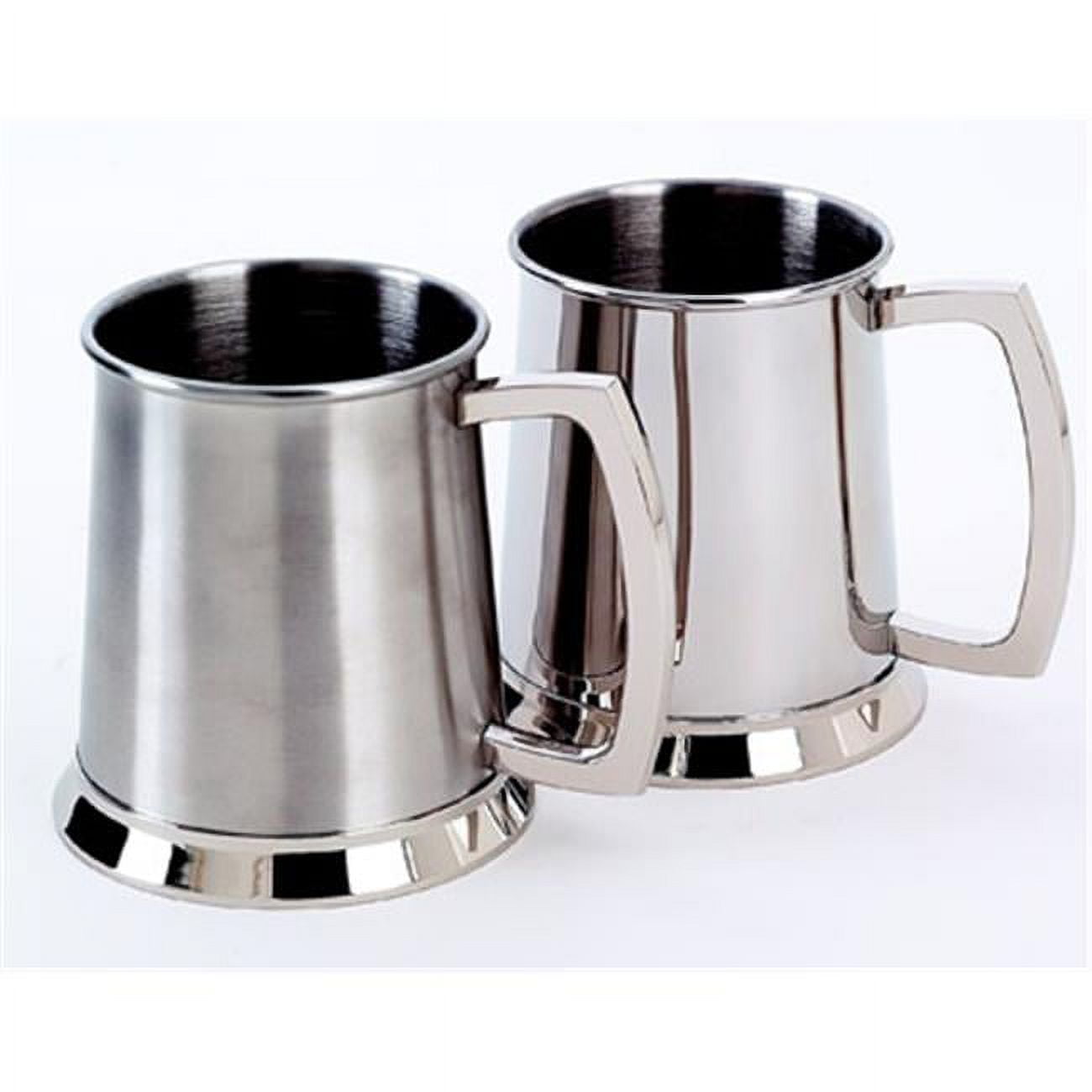 011085 20 Oz Bright Tankard Stainless Steel Cap - 4.5 In., Silver & White