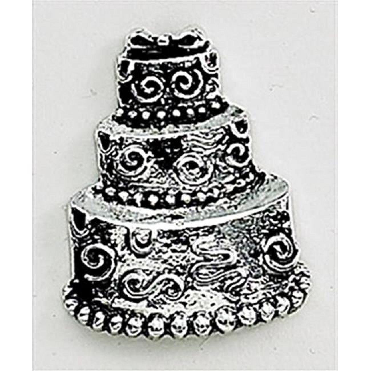 013288 1 X 1 In. Peel & Press Wedding Cake Icon, Silver Plated