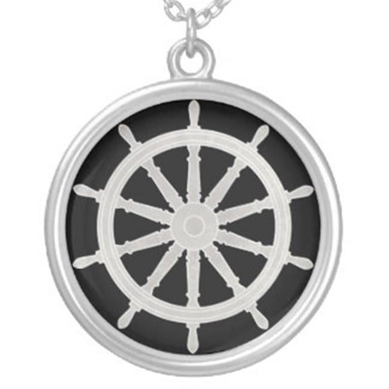 013295 1 X 1 In. Peel & Press Ships Wheel Icon, Silver Plated