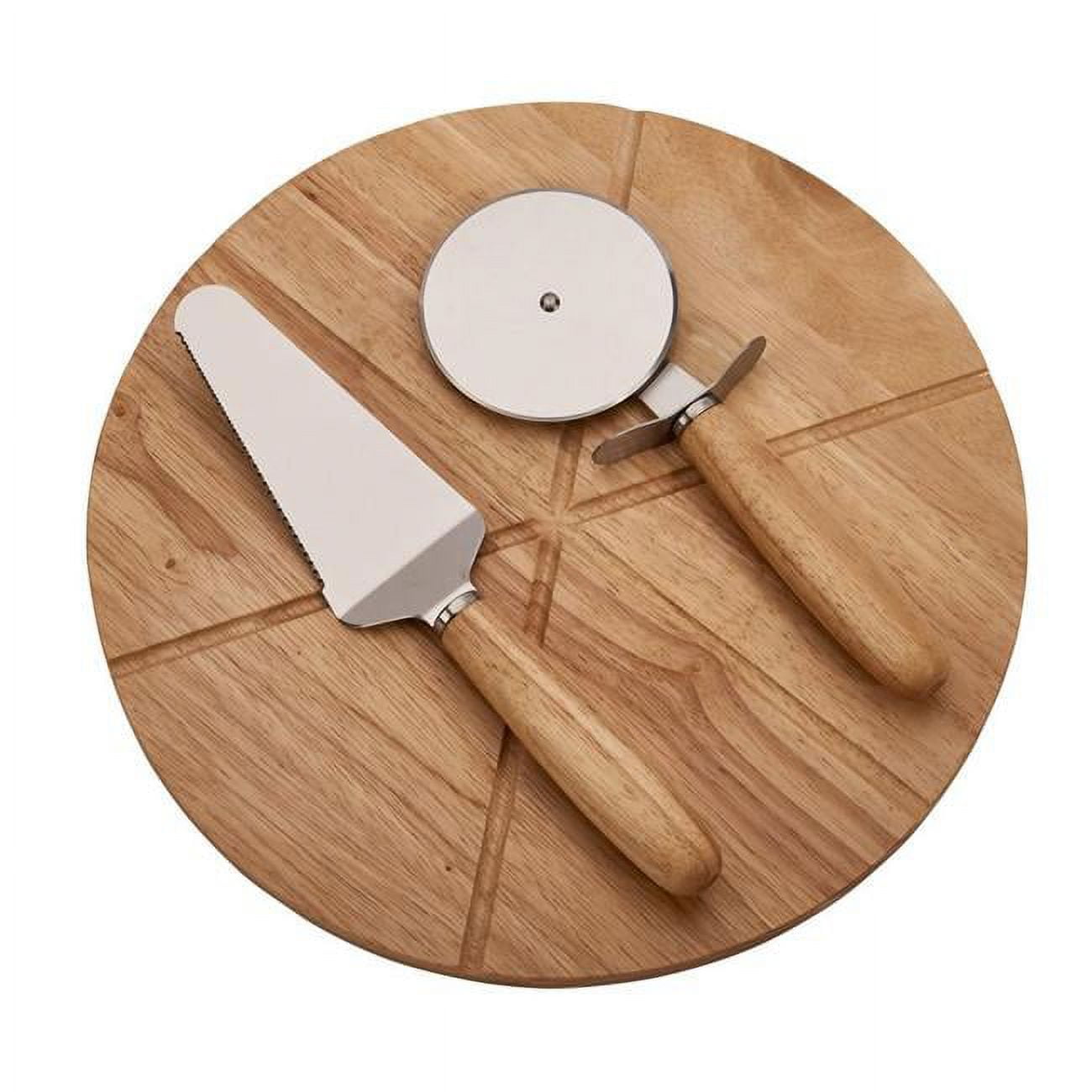 015842 14 In. Pizza Board With 2 Utensils