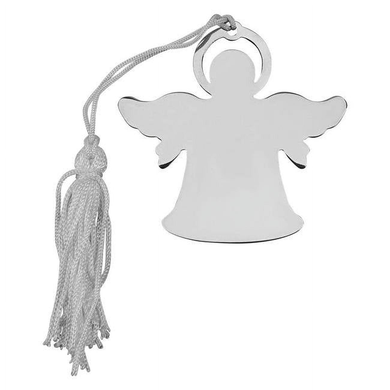 019954 Angel Ornament With White Tassel, Nickel Plated