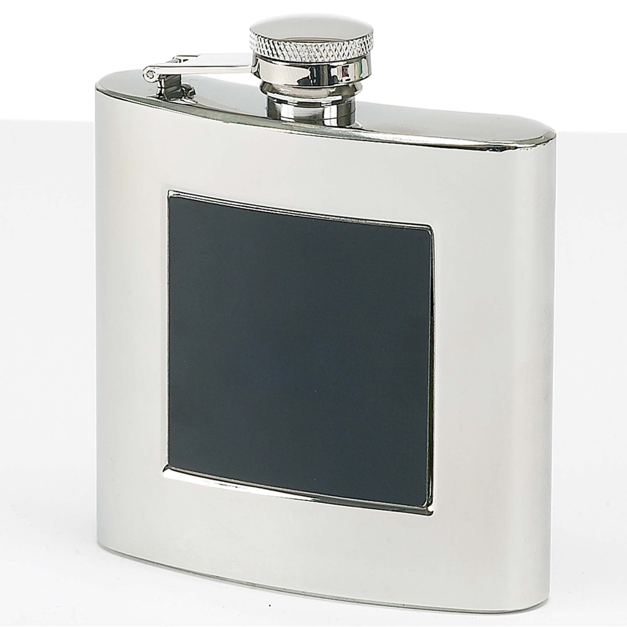 021016 Stainless Steel Flask With Square Engraving Plate - Black