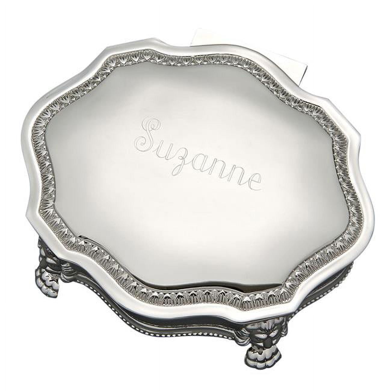 022020 6 X 5 In. Nickel Plated Victorian Jewelry Box - White