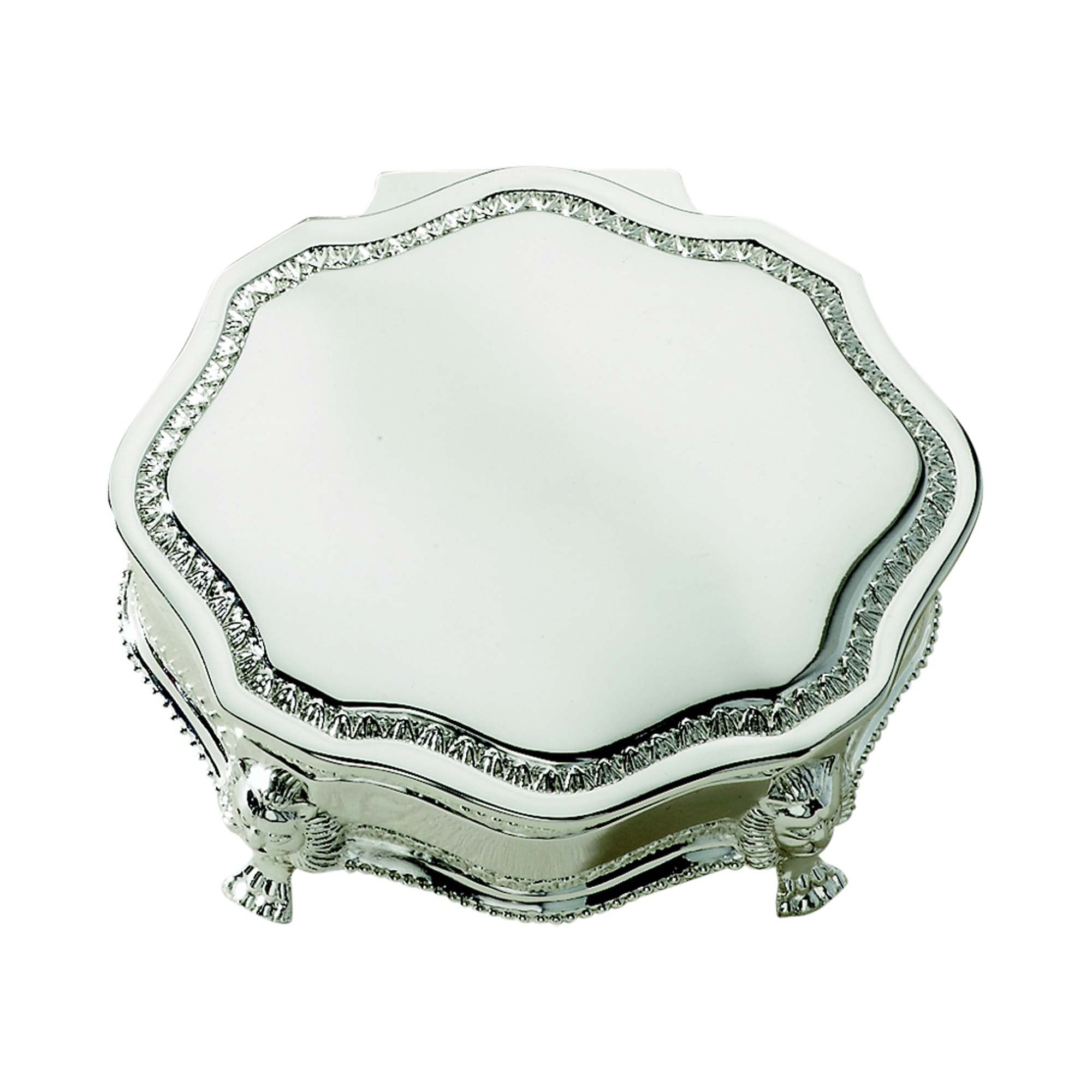 022021 3 In. Silver Plated Princess Victorian Jewelry Box - White