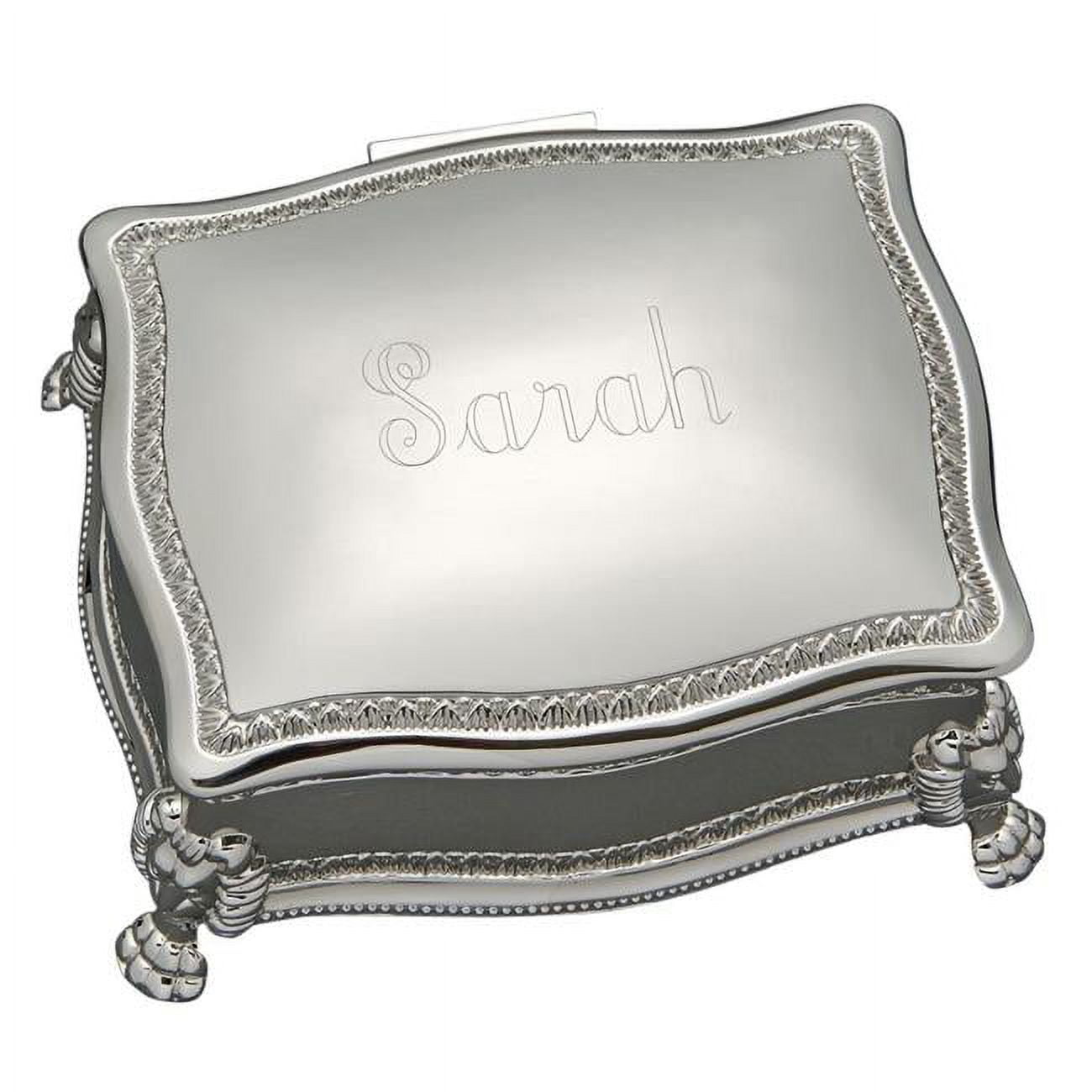022023 6 In. Nickel Plated Figaro Rectangular Jewelry Box - White