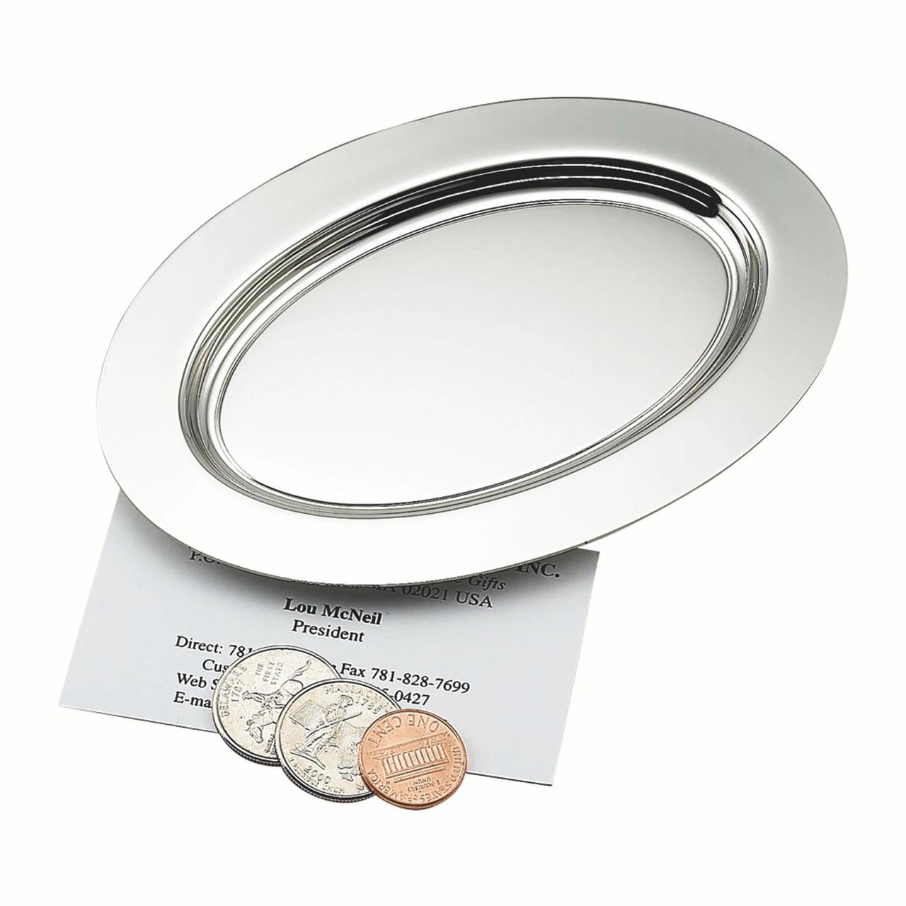 4 X 6 In. Nickel Plated Oval Plain Tray - Silver