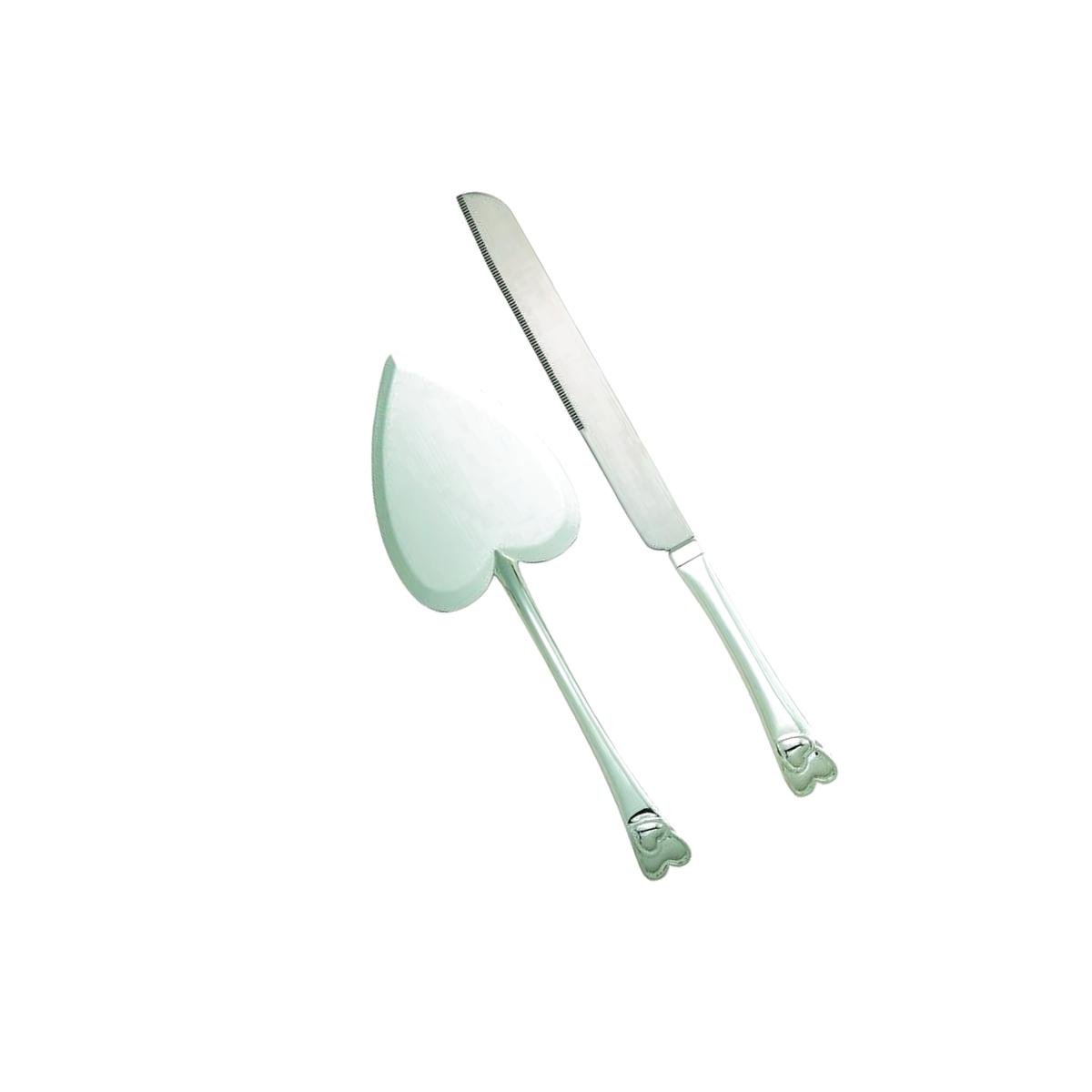 Picture of Creative Gifts International 025593 Heart Handle Cake Knife & Server Set - Nickel Plated