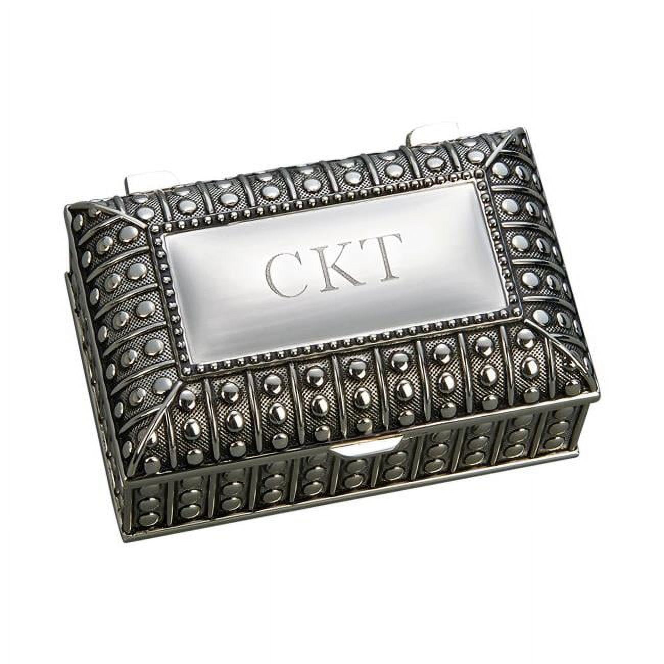 026026 2.25 X 3.5 In. Beaded Antique Rectangle Box - Silver Plated