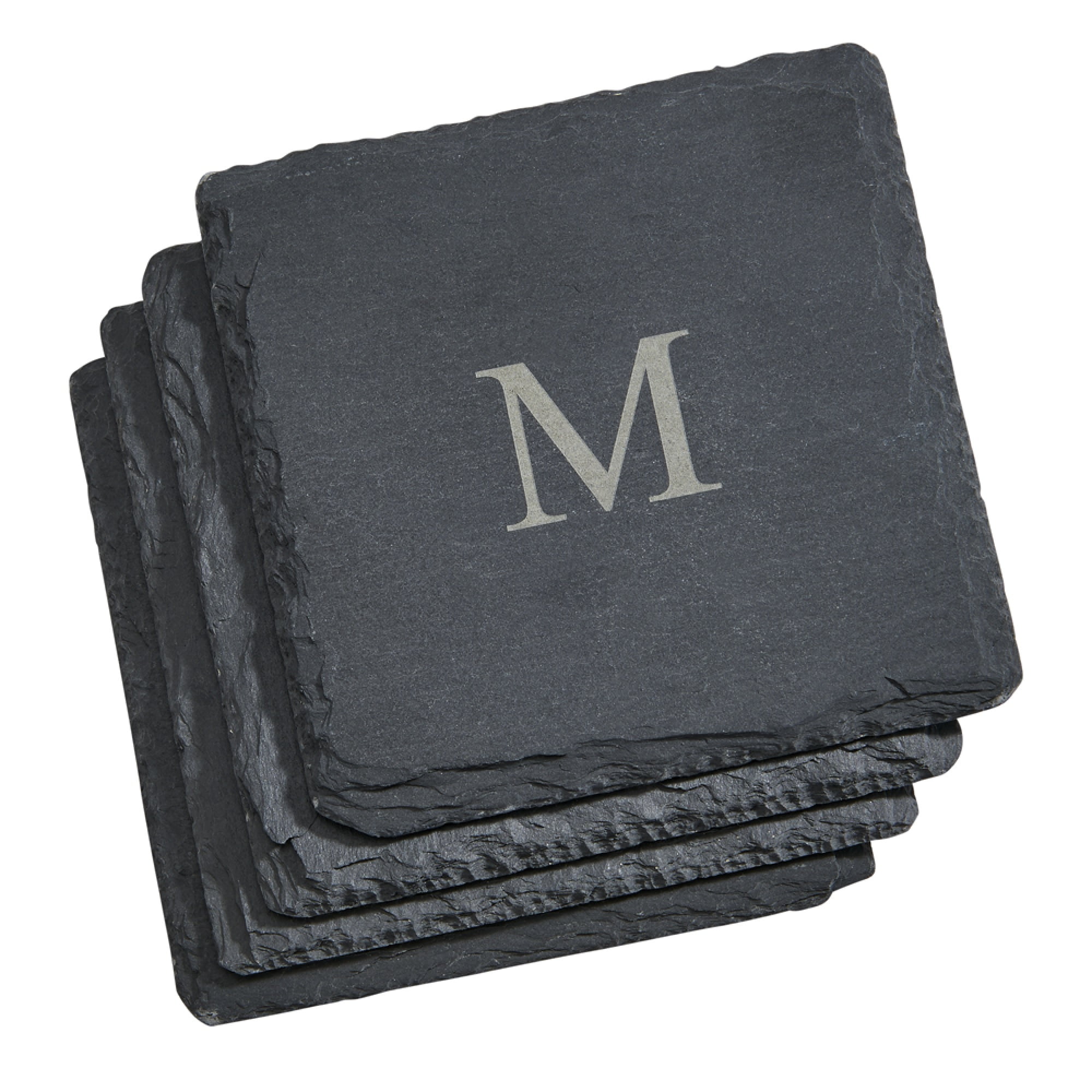 002419 4 In. Square Slate Coasters - Set Of 4