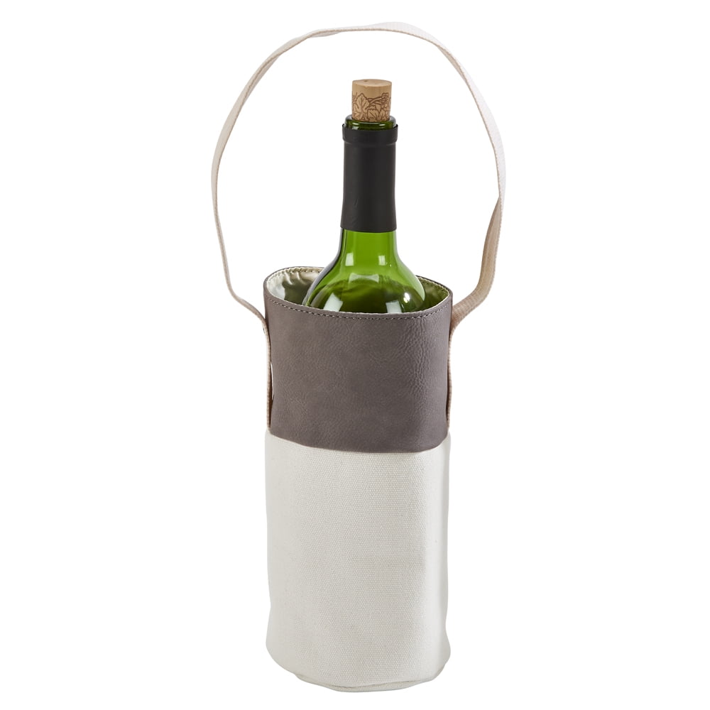 002333 Leatherette Wine Tote, Grey