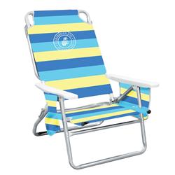 Cj-7750by 5 Position Folding Beach Chair, Blue & Yellow