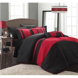 Cs0855-515-us Siesta Color Block Comforter Set With Sheets - Red - King - 10 Piece