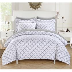 Ds1295-us Deacon Geometric Diamond Printed Reversible Duvet Cover Set - Grey - Twin - 2 Piece