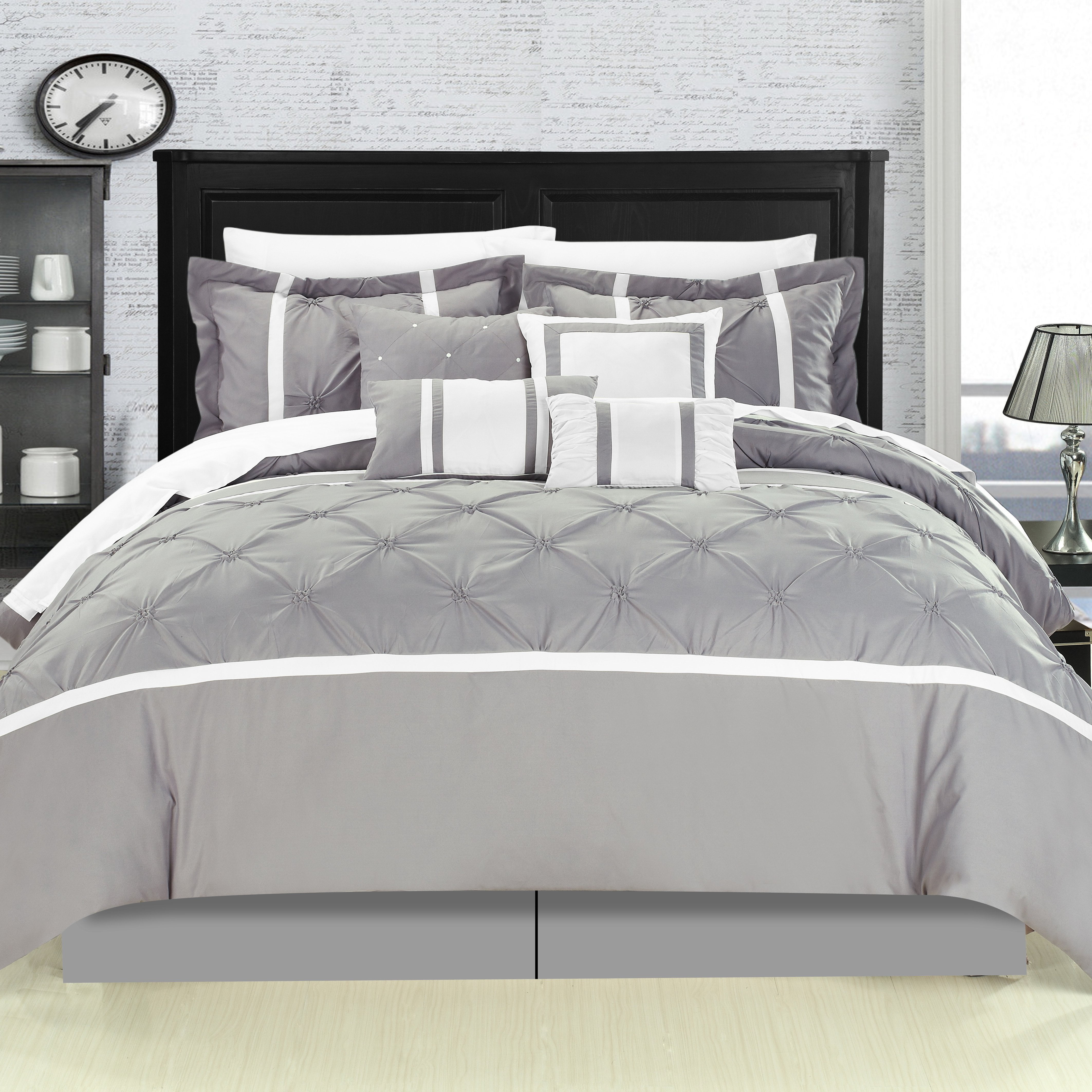 Vermont Comforter Set - Grey - Queen - 8 Piece