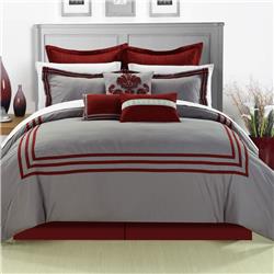 126ck111-us Cosmo Embroidered Comforter Set - Red - King - 8 Piece
