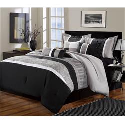 43-85-k-12-us Euphoria 12 Piece Bed In A Bag Embroidered Comforter Set With 4 Piece Sheet Set, Black - King