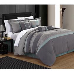 43-85-q-17-us Euphoria 12 Piece Bed In A Bag Embroidered Comforter Set With 4 Piece Sheet Set, Aqua - Queen