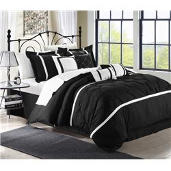 33ck107-us Bedding Embroidered Comforter Set - Black, Pink Floral & White - King - 8 Piece