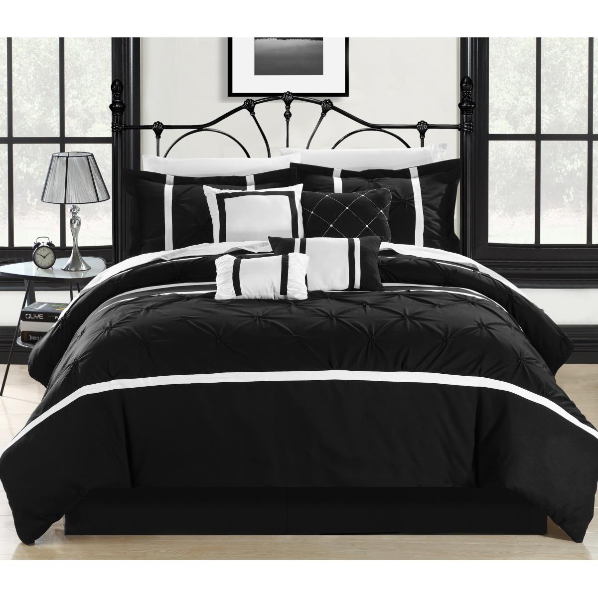 127cq112-us Comforter Set - Black, Vermont & White - Queen - 8 Piece