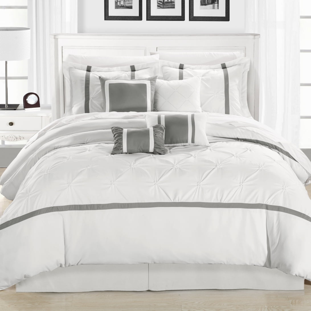 127ck107-us Comforter Set - White, Vermont & Silver - King - 8 Piece