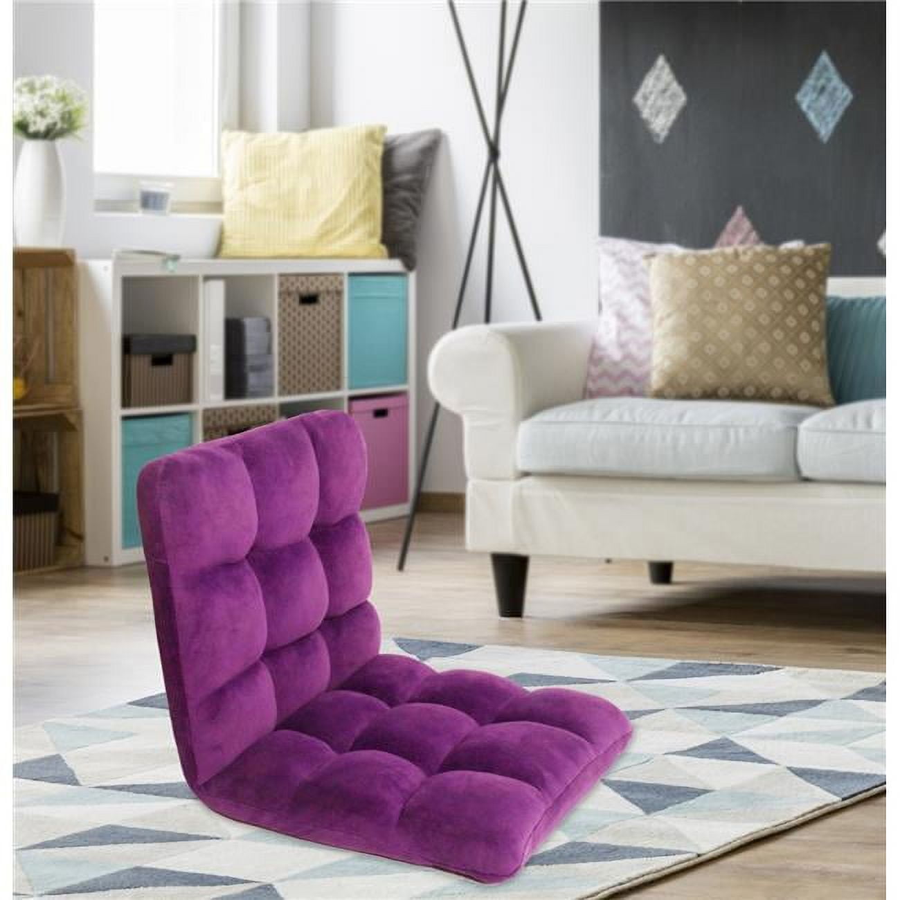 Urban Microfiber Modern Contemporary Armless Quilted Purple Recliner Chair