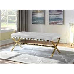 Fbh2630 Chic Home Perez Pu Leather Modern Contemporary Tufted Seating Goldtone Metal Leg Bench - White