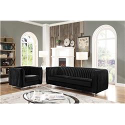 Fsa2664 Chic Home Priscilla Elegant Velvet Modern Contemporary Plush Cushion Seat Round Acrylic Feet Sofa - Black