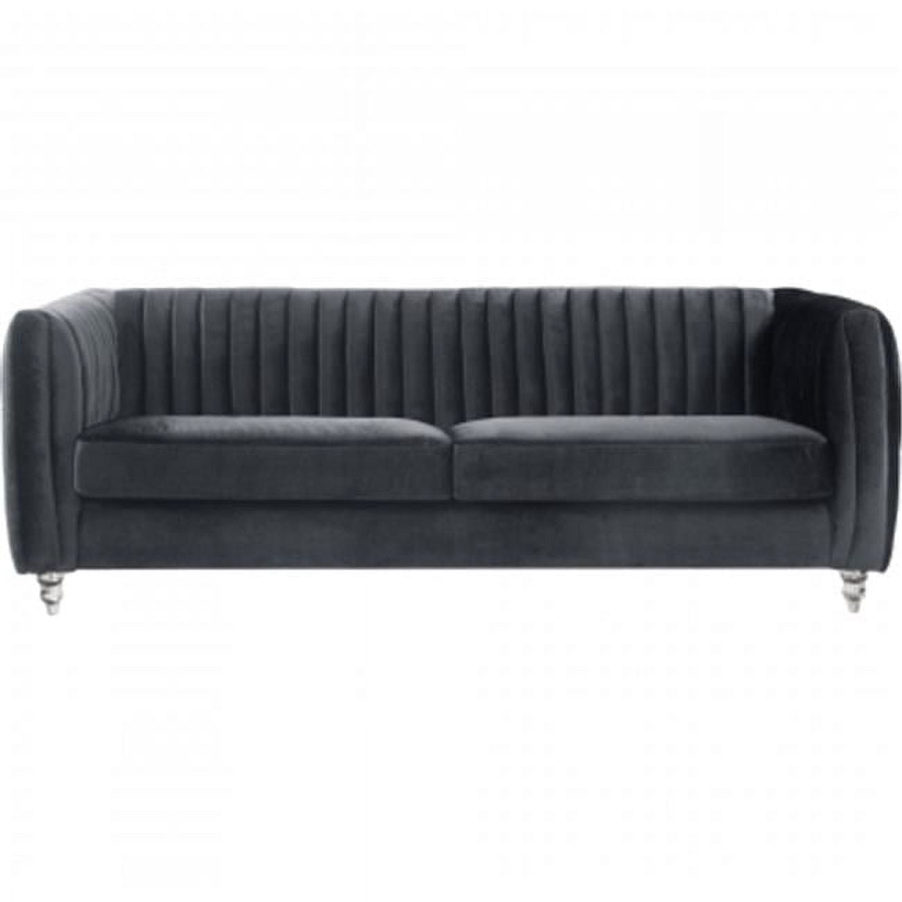 Fsa2666 Chic Home Priscilla Elegant Velvet Modern Contemporary Plush Cushion Seat Round Acrylic Feet Sofa - Grey