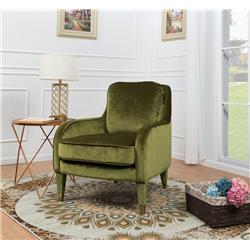 Fac2818-us Milka Accent Club Chair Velvet Upholstered Plush Cushion Seat Metal Trim, Green
