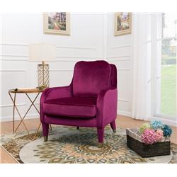 Fac2819-us Milka Accent Club Chair Velvet Upholstered Plush Cushion Seat Metal Trim, Plum