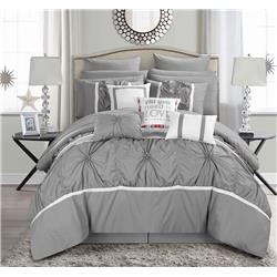 Ashville Queen Size Comforter Set, Grey - 16 Piece