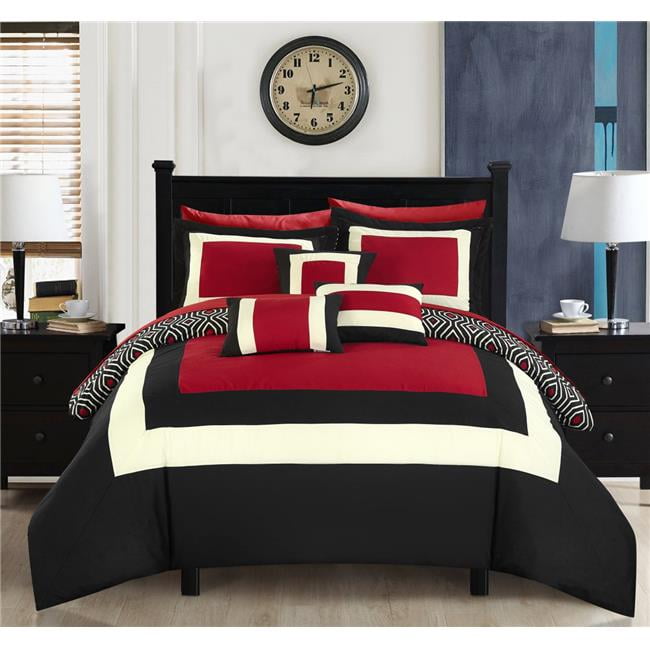 Reversible Hotel Collection King Size Bed In A Bag Comforter Set, Red - 10 Piece