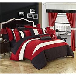 Cs0936-us 24 Piece Shilo Embroidered Design Comforter Bedding Set, Red
