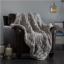 Tb3837-us 50 X 60 In. Vernice Throw Blanket Cozy Super Soft Ultra Plush Decorative Shaggy Faux Fur With Micromink Backing, Grey
