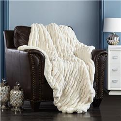 Tb3839-us 50 X 60 In. Vernice Throw Blanket Cozy Super Soft Ultra Plush Decorative Shaggy Faux Fur With Micromink Backing, Beige