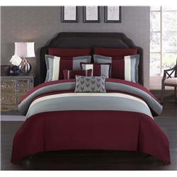 Bcs07032-us Izar 8 Piece Comforter Set, Burgundy - Twin