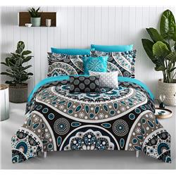 Twin Size Prenston Reversible Comforter Bed Contemporary Geometric Pattern Bedding & Decorative Pillows Shams Included, Black - 8 Piece