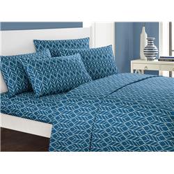 Bss09654-us Queen Size Geometric Leaf Pattern Red Maple Sheet Set, Teal - 6 Piece
