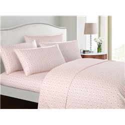 Bss09401-us Queen Size Geometric Pattern Hinda Sheet Set, Coral Red - 6 Piece