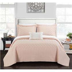 Bqs10612-bib-us Queen Size Shaela Interlaced Vine Pattern Quilted Bed In A Bag Cover Sheet Set, Blush - 8 Piece