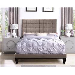 Fbd9151-us Handel Bed Frame With Headboard & Velvet Upholstered Button Tufted Tapered Birch Legs, Taupe - King