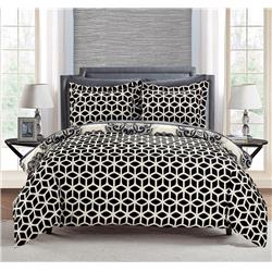 3 Piece Sardinia Super Soft Microfiber Large Printed Medallion Reversible With Geometric Printed Backing Full & Queen Duvet Cover Set, Black