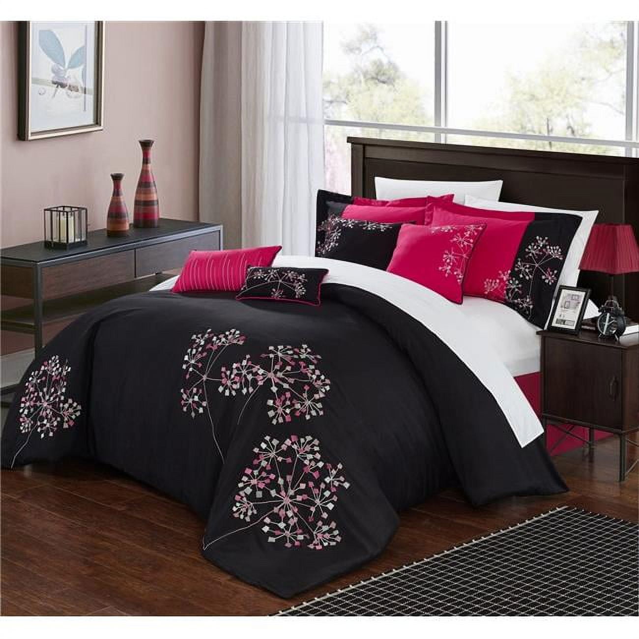 33-91-k-12-us Sydney Bed In A Bag Embroidered Comforter Set With 4 Piece Sheets - King - 12 Piece