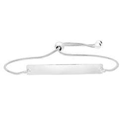Br1013 Adjustable Bracelet With Name Id Baby Bar Bolo Slider For Baby In 0.925 Sterling Silver, 5-9 In.