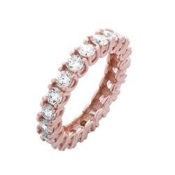 Rg2012-5 3 Mm 925 Sterling Silver Cubic Zirconia Eternity Band For Engagement Wedding Ring, Rose Gold - Size 5