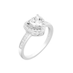 Rg2026-6 925 Sterling Silver Heart Engagement Promise Ring For Women - Size 6