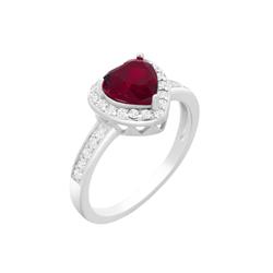 Rg2028-6 925 Sterling Silver Red Heart Engagement Promise Ring For Women - Size 6
